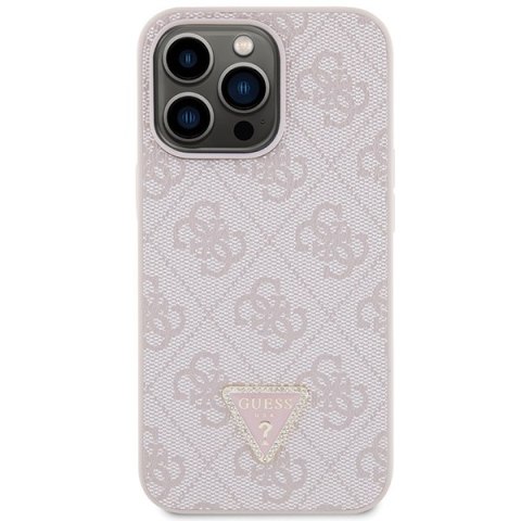 Guess nakładka do iPhone 13 Pro 6,1" GUHCP13LP4TDSCPP różowa HC PU Leather Metal Logo Strass Crossbody