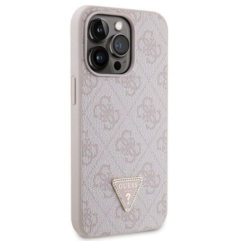 Guess nakładka do iPhone 13 Pro 6,1" GUHCP13LP4TDSCPP różowa HC PU Leather Metal Logo Strass Crossbody