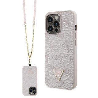 Guess nakładka do iPhone 13 Pro Max 6,7" GUHCP13XP4TDSCPP różowa HC PU Leather Metal Logo Strass Crossbody