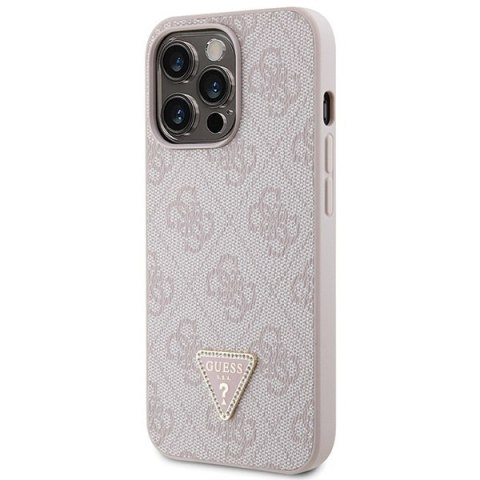 Guess nakładka do iPhone 13 Pro Max 6,7" GUHCP13XP4TDSCPP różowa HC PU Leather Metal Logo Strass Crossbody