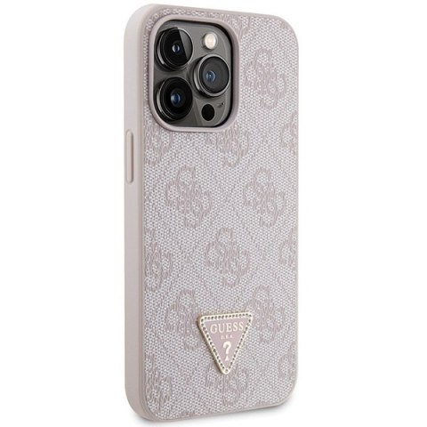 Guess nakładka do iPhone 13 Pro Max 6,7" GUHCP13XP4TDSCPP różowa HC PU Leather Metal Logo Strass Crossbody