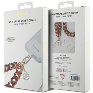 Guess pasek GUOUCBMC4MT brązowo-złoty HDSP PU Saffiano Chain Strap 4G Charm