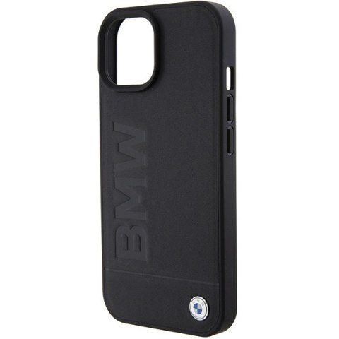 BMW nakładka do iPhone 15 6,1" BMHCP15SSLLBK czarna HC Leather Hot Stamp