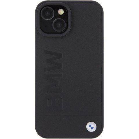 BMW nakładka do iPhone 15 Plus 6,7" BMHMP15MSLLBK czarna HC Magsafe Leather Hot Stamp