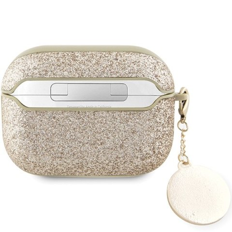 Guess etui do AirPods Pro 2 GUAP2PGEHCDD złote Fixed Glitter W/ Heart Diamond Charm Light