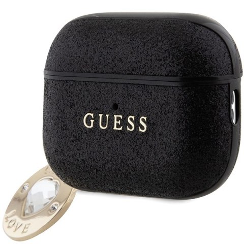 Guess etui do AirPods Pro 2 GUAP2PGEHCDK czarne Fixed Glitter W/ Heart Diamond Charm