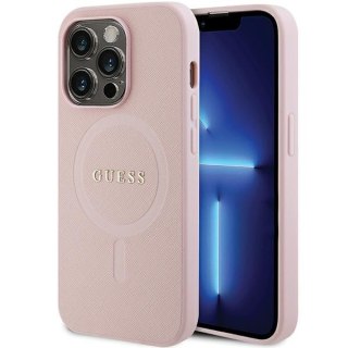 Guess nakładka do iPhone 14 Pro 6,1" GUHMP14LPSAHMCP różowa Saffiano Magsafe