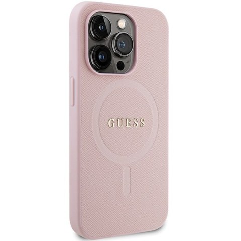 Guess nakładka do iPhone 14 Pro 6,1" GUHMP14LPSAHMCP różowa Saffiano Magsafe