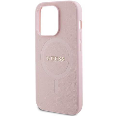 Guess nakładka do iPhone 14 Pro 6,1" GUHMP14LPSAHMCP różowa Saffiano Magsafe