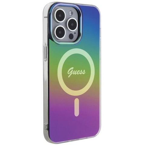 Guess nakładka do iPhone 15 Pro 6,1" GUHMP15LHITSK czarna HC IML Magsafe Iridescent