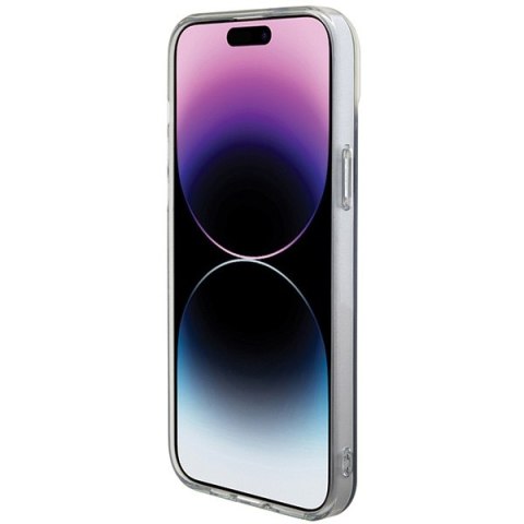 Guess nakładka do iPhone 15 Pro 6,1" GUHMP15LHITSK czarna HC IML Magsafe Iridescent
