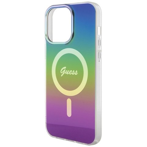 Guess nakładka do iPhone 15 Pro 6,1" GUHMP15LHITSK czarna HC IML Magsafe Iridescent
