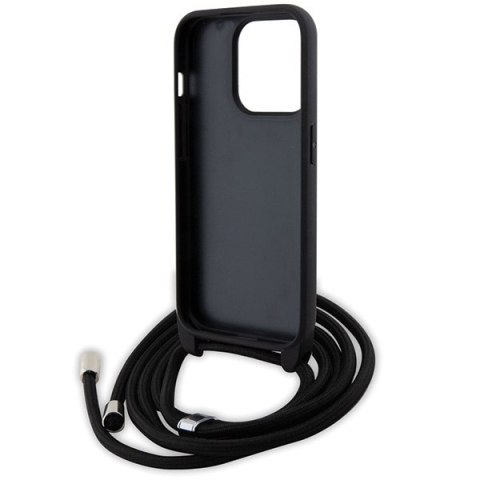 Karl Lagerfeld nakładka do iPhone 15 Pro 6,1" KLHCP15LSASKNPSK czarna HC Saffiano Ikonik Metal Pin Monogram Crossbody