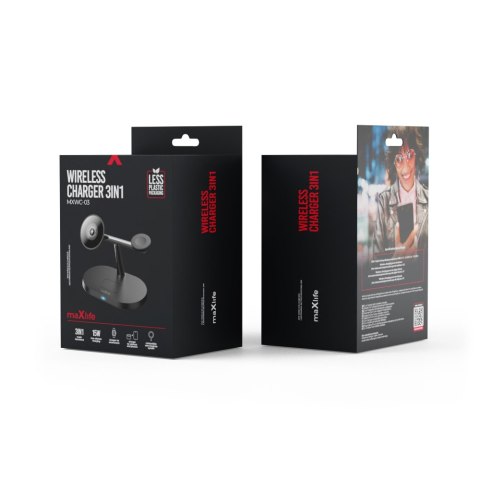 Maxlife ładowarka bezprzewodowa magnetyczna MXWC-03 15W czarna 3w1