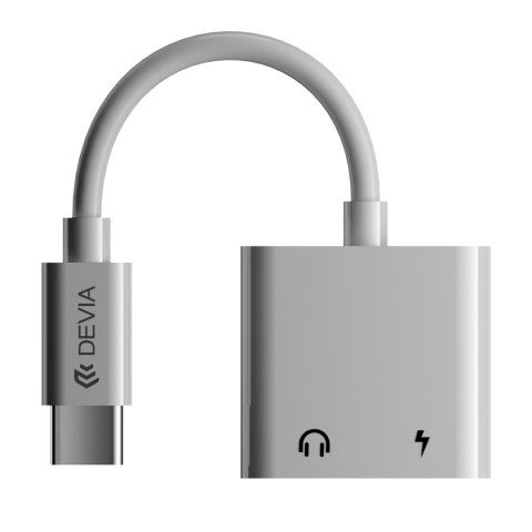 Devia adapter przejściówka EC609 USB-C - USB-C (port) + USB-C (port) biały