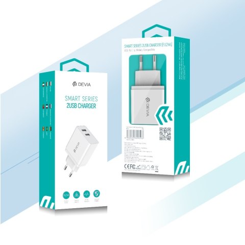 Devia ładowarka sieciowa Smart 2x USB 2,4A biała