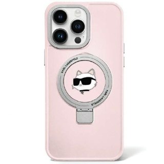 Karl Lagerfeld nakładka do iPhone 15 Pro 6,1" KLHMP15LHMRSCHP różowa HC Magsafe Ringstand CH