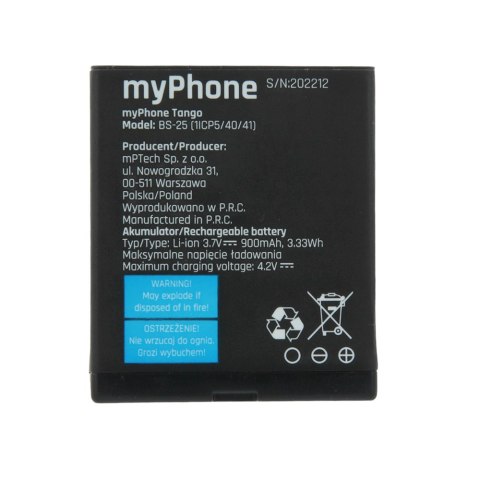Bateria do myPhone Tango 900mAh