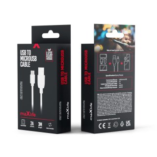 Maxlife kabel USB - microUSB 3,0 m 2A biały