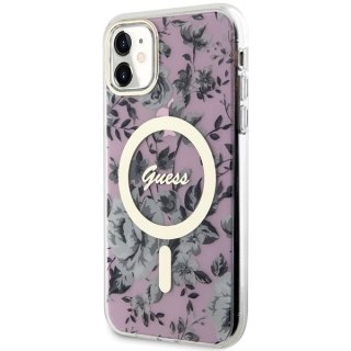 Guess nakładka do iPhone 11 / XR 6.1" GUHMN61HCFWSP różowa hardcase Flower MagSafe