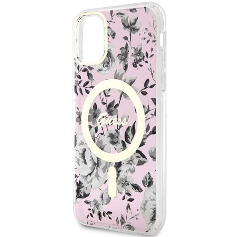 Guess nakładka do iPhone 11 / XR 6.1" GUHMN61HCFWSP różowa hardcase Flower MagSafe