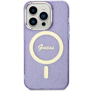 Guess nakładka do iPhone 11 / XR 6,1" GUHMN61HCMCGU fioletowa hardcase Glitter Gold MagSafe