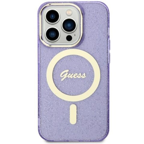Guess nakładka do iPhone 11 / XR 6,1" GUHMN61HCMCGU fioletowa hardcase Glitter Gold MagSafe