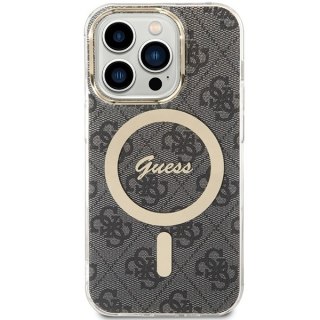 Guess nakładka do iPhone 15 Pro 6,1" GUHMP15LH4STK czarna HC MAGSAFE IML 4G B