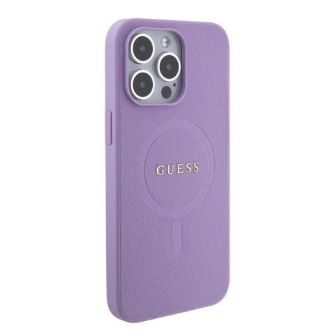 Guess nakładka do iPhone 15 Pro 6,1" GUHMP15LPSAHMCU fioletowa hardcase Saffiano MagSafe