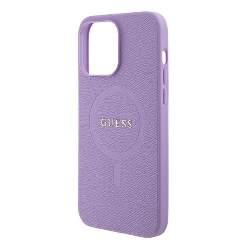 Guess nakładka do iPhone 15 Pro 6,1" GUHMP15LPSAHMCU fioletowa hardcase Saffiano MagSafe