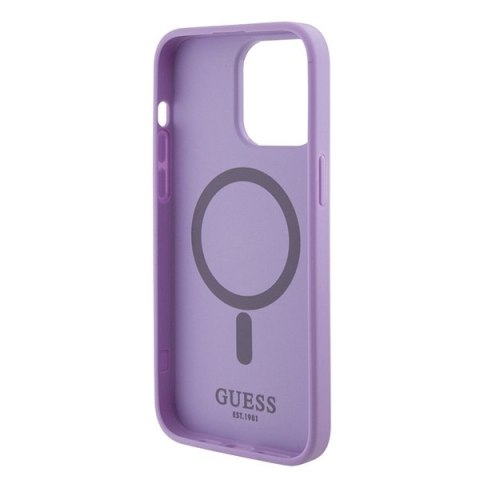 Guess nakładka do iPhone 15 Pro 6,1" GUHMP15LPSAHMCU fioletowa hardcase Saffiano MagSafe