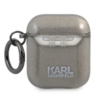 Karl Lagerfeld etui do Airpods 1/2 KLA2UKHGK cover czarne Glitter Karl`s Head