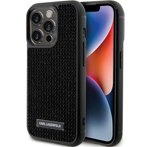 Karl Lagerfeld nakładka do iPhone 15 Pro 6,1" KLHCP15LHDSPLK czarna hardcase Rhinestone Logo Metal Plate