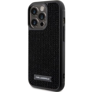 Karl Lagerfeld nakładka do iPhone 15 Pro 6,1" KLHCP15LHDSPLK czarna hardcase Rhinestone Logo Metal Plate