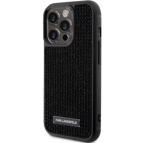 Karl Lagerfeld nakładka do iPhone 15 Pro 6,1" KLHCP15LHDSPLK czarna hardcase Rhinestone Logo Metal Plate