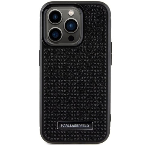 Karl Lagerfeld nakładka do iPhone 15 Pro 6,1" KLHCP15LHDSPLK czarna hardcase Rhinestone Logo Metal Plate