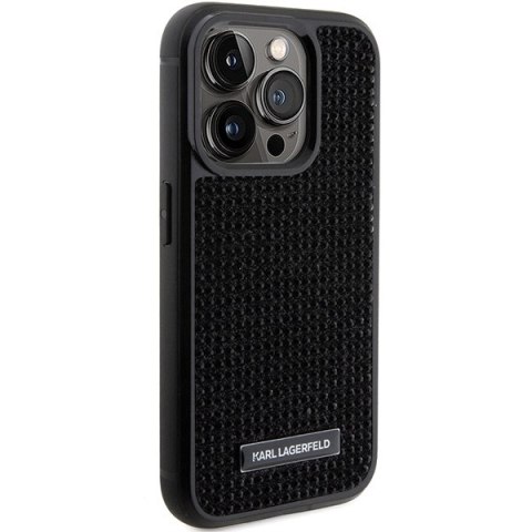 Karl Lagerfeld nakładka do iPhone 15 Pro 6,1" KLHCP15LHDSPLK czarna hardcase Rhinestone Logo Metal Plate