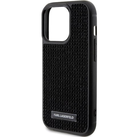 Karl Lagerfeld nakładka do iPhone 15 Pro 6,1" KLHCP15LHDSPLK czarna hardcase Rhinestone Logo Metal Plate