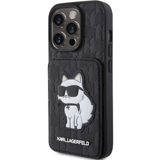 Karl Lagerfeld nakładka do iPhone 15 Pro 6,1" KLHCP15LSAKCNSCK czarna hardcase Saffiano Cardslots and Stand Monogram Choupette