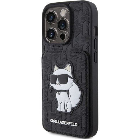 Karl Lagerfeld nakładka do iPhone 15 Pro 6,1" KLHCP15LSAKCNSCK czarna hardcase Saffiano Cardslots and Stand Monogram Choupette