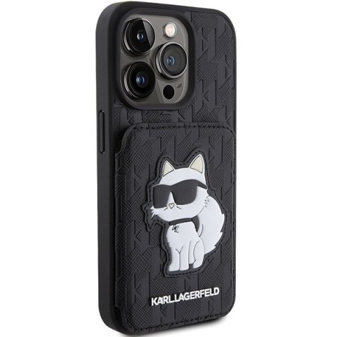 Karl Lagerfeld nakładka do iPhone 15 Pro 6,1" KLHCP15LSAKCNSCK czarna hardcase Saffiano Cardslots and Stand Monogram Choupette