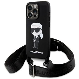 Karl Lagerfeld nakładka do iPhone 15 Pro Max 6,7" KLHCP15XSCBSKNK hardcase czarna Crossbody Silicone Ikonik