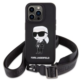 Karl Lagerfeld nakładka do iPhone 15 Pro Max 6,7" KLHCP15XSCBSKNK hardcase czarna Crossbody Silicone Ikonik