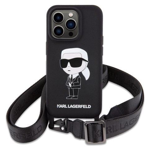 Karl Lagerfeld nakładka do iPhone 15 Pro Max 6,7" KLHCP15XSCBSKNK hardcase czarna Crossbody Silicone Ikonik