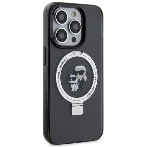 Karl Lagerfeld nakładka do iPhone 15 Pro Max 6,7" KLHMP15XHMRSKCK czarna hardcase Ring Stand Karl&Choupettte MagSafe