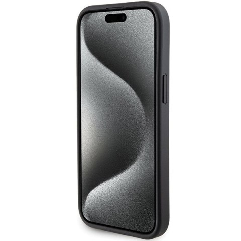 BMW nakładka do iPhone 15 6,1" BMHCP15SGSPCCK czarna HC GRIP STAND PU SMOOTH AND CARBON