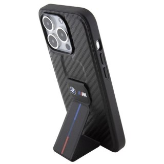 BMW nakładka do iPhone 15 Pro 6,1" czarna BMHCP15LGSPCCK M HC GRIP STAND PU SMOOTH AND CARBON