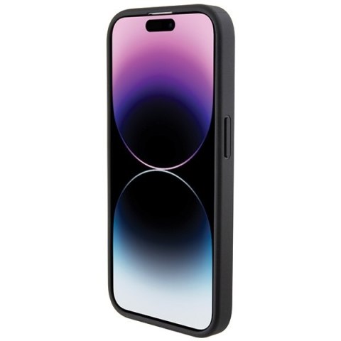 BMW nakładka do iPhone 15 Pro 6,1" czarna BMHCP15LGSPCCK M HC GRIP STAND PU SMOOTH AND CARBON