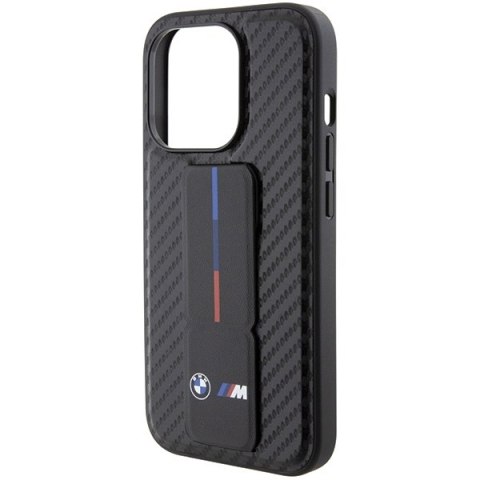 BMW nakładka do iPhone 15 Pro 6,1" czarna BMHCP15LGSPCCK M HC GRIP STAND PU SMOOTH AND CARBON