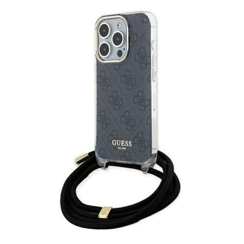 Guess nakładka do iPhone 15 Pro 6,1" GUHCP15LHC4SEK czarna HC CROSSBODY CORD 4G PRINT